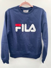 Fila Classic Sweatshirt Womens Small Navy Graphic Fleece Lined Long Sleeve NWT