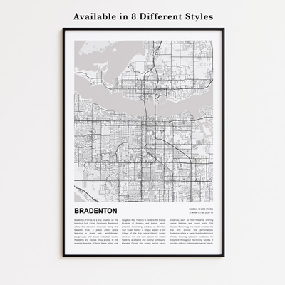 #ad Bradenton City Map Print Florida Travel Poster Modern Map Wall Decor Art $62.24