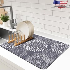 Dish Drying Mat Water Absorbent Multi Use Kitchen Counter Protector Easy Clean