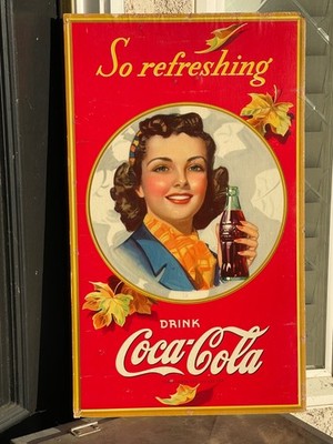 RARE.  1941   COCA COLA CARDBOARD    SO REFRESHING.   16 X 27 INCHES