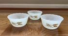 LOT of 3 Vintage Fire King Custard Cups 6 Oz Ramekin Golden Wheat Milk Glass…424