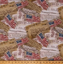 Cotton Declaration of Independence America Cotton Fabric Print by Yard (D372.32)