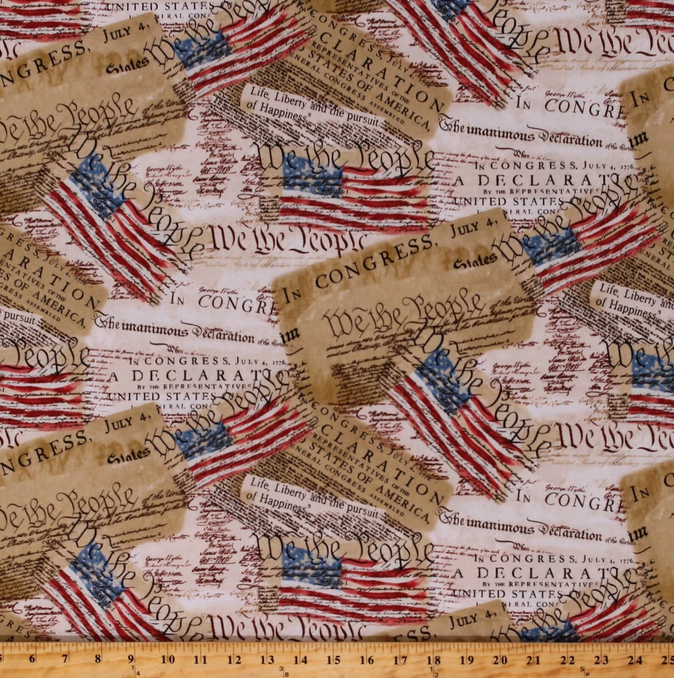 TIMELESS TREASURES Cotton Declaration of Independence America Cotton Fabric Print by Yard (D372.32)