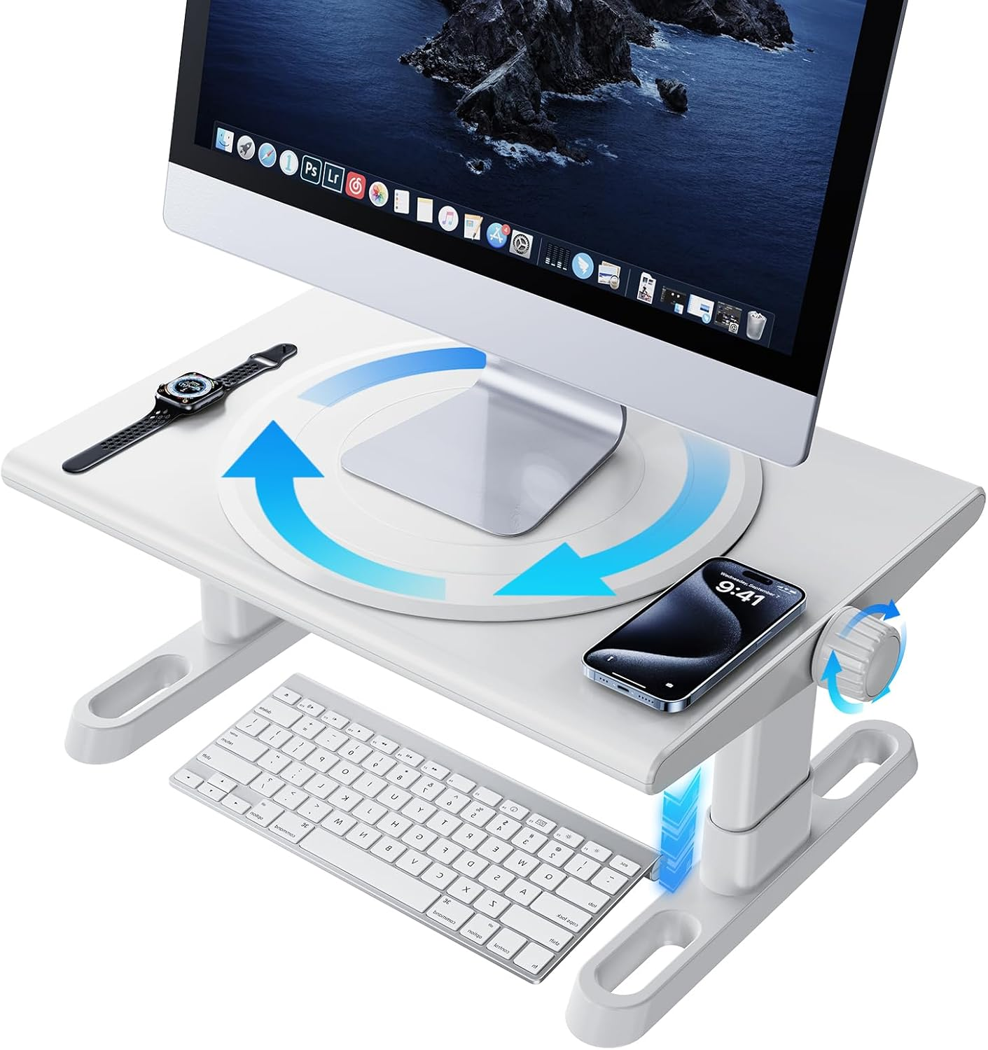 Monitor Stand Riser for Desk,360°Rotation Freely Height Adjustable by Knob,4....-image