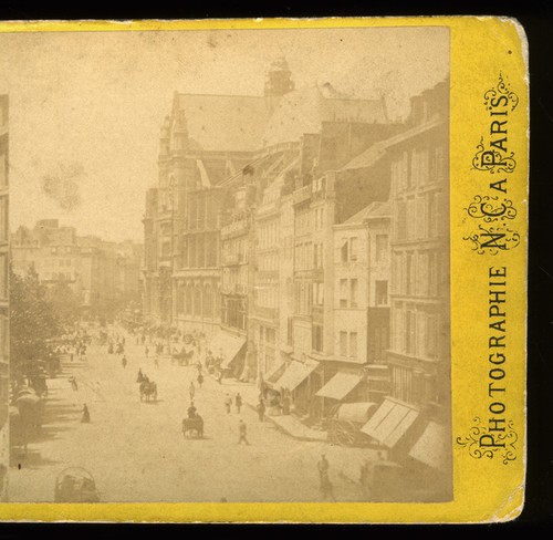 c1880 Stereoview St. Euslache Street Scene, N.C. a Paris, France