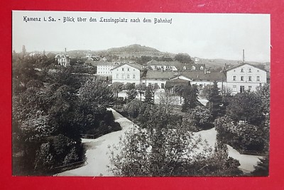 AK KAMENZ in Sa. um 1910 Blick über den Lessingplatz nach dem Bahnhof  ( 29139