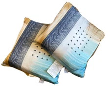 Sunham Meredith Modern Geometric 100% Silk 20" Decorative Pillow  SET OF 2  Blue