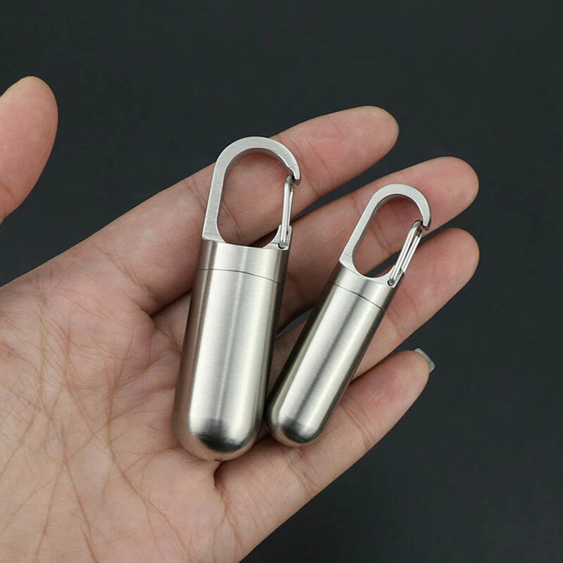 Outdoor Survival Waterproof Pill Case Key Chain Capsule Seal Container Box New - Image 3 of 4