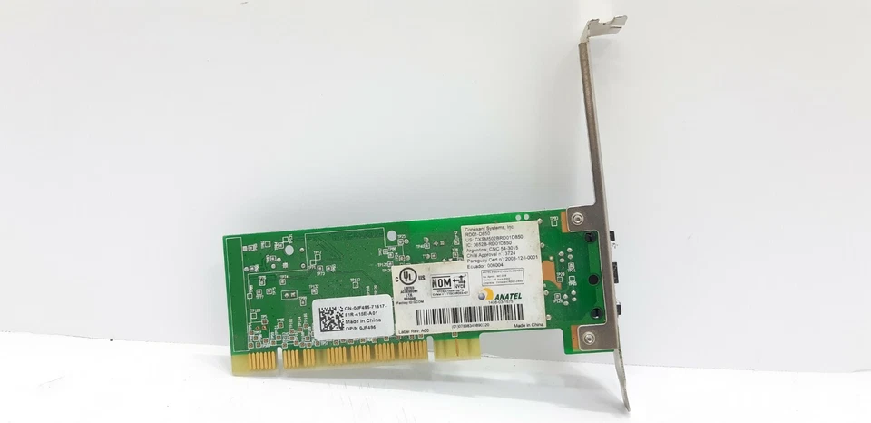 Tarjeta de fax/módem de datos de acceso telefónico original HP Conexant RD01-D850 PCI V92 56 K 5188-2907 Foto 2 de 3