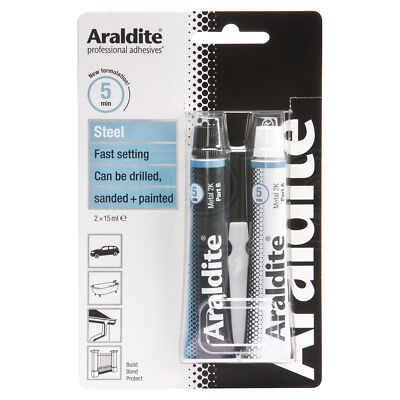 Araldite Steel schnell abbindender Epoxidkleber schnell abbindend 5 Minuten 2 x 15 ml Tuben