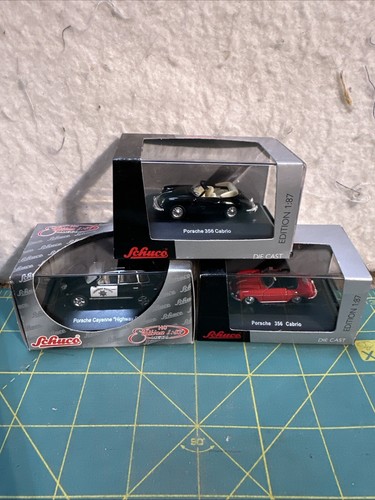 Schuco Porsche 1:87 Scale 3 Models 356 Cabrio Cayenne Highway Patrol Boxed