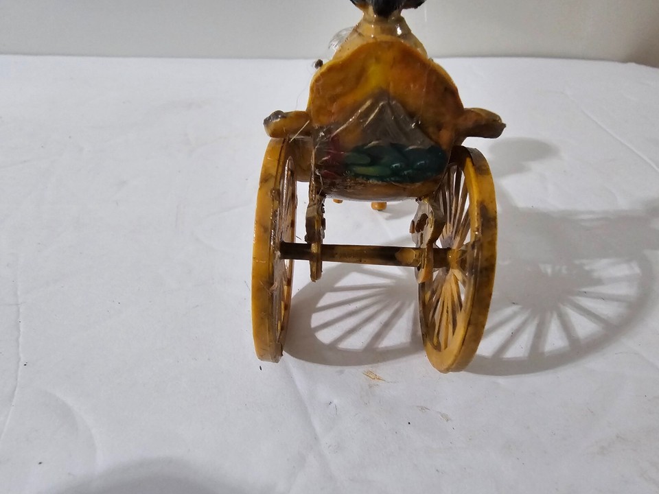 Lot of 3 Vintage Geisha on Rickshaw Carts Hand Painted Oriental Japan