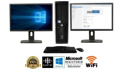 HP or Dell Desktop Computer 16GB 2TB 512GB SSD Core i5 Windows 10 PC 24'' 22'' LCD