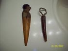 Vintage Anri Italian Carved Wood Letter Opener and stag horn bottle opener lot — photo 2