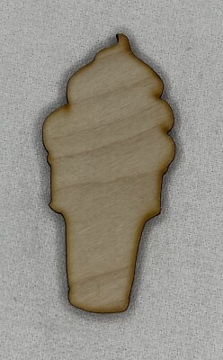 Custom Laser Cut Unfinished Ice Cream Cone  Shape Wood Cutouts