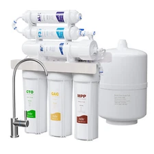 6 Stage PH Alkaline Reverse Osmosis Drinking Water Filter System Faucet Purifier