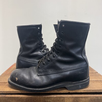 Cove Shoe Company 1981 Vintage Men Black Leather Steel Toes 