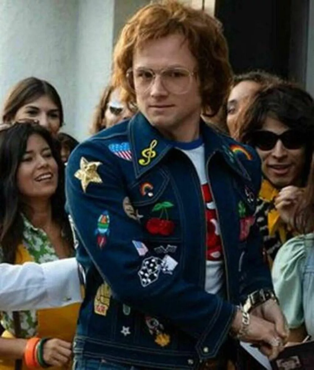 Mens Elton John Taron Egerton Cotton Dancer Rocketman Movie Denim Costume Jacket