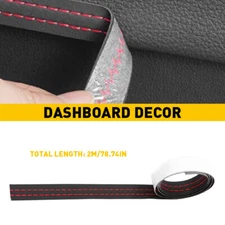 2M PU Leather Dashboard Decor Red Strip Sticker Moulding Line Trim Accessories