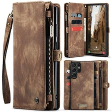 Detachable Card Wallet Leather Case For Samsung Galaxy S25 S24 S23  S22 S21 Note
