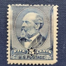 1888 US 5c Garfield Stamp Unused HR F, SC#216 (CV $210)