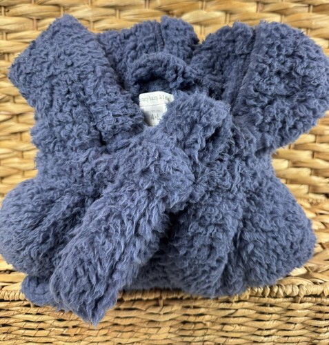 Pottery Barn Kids Bath Robe Navy Blue Plush Hooded 2 Pocket Boys 4-6 Open Box - Picture 2 of 8