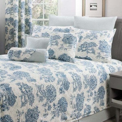 Blue Ivory Toile Bedding Comforter Set Add Ons French Country