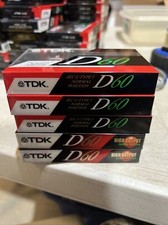 Lot of 5 TDK D60 High Output Blank Audio Cassette Tapes IECI/Type I- NEW SEALED