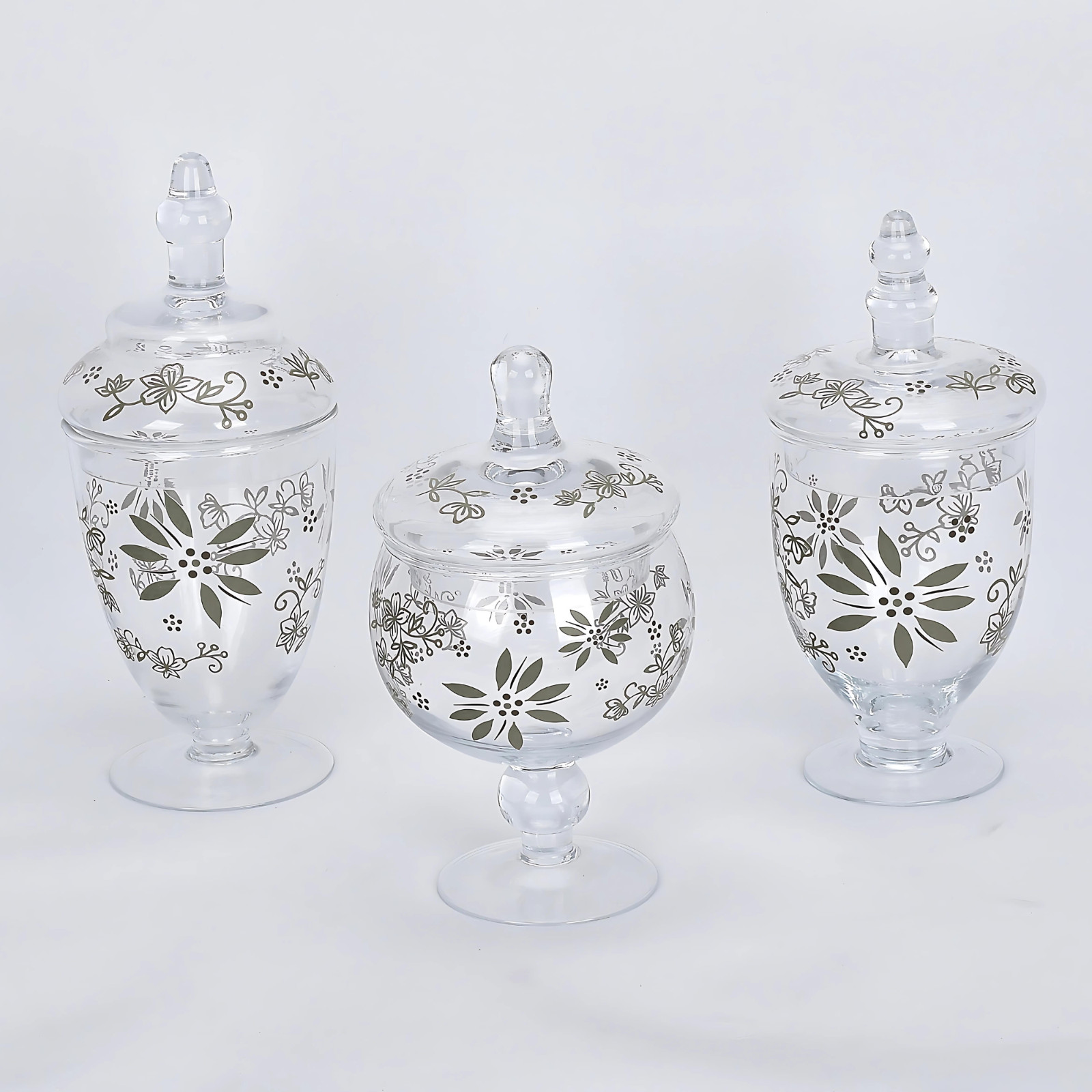 Классический набор Temptations из 3 стеклянных кухонных аптечных банок серого цвета