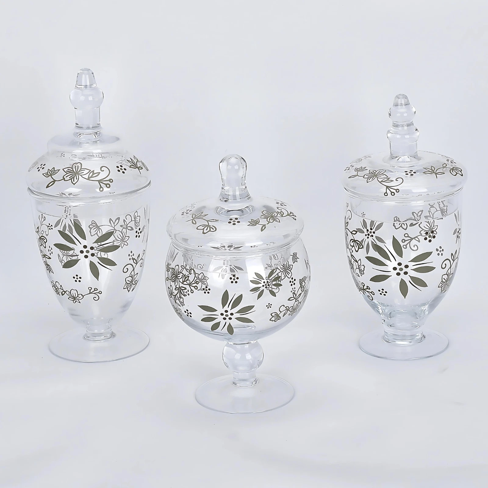 Temp-tations Classic Set of 3 Glass Kitchen Apothecary Jars in Grey