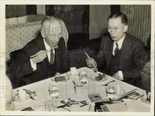 Press Photo William Yot teaches Chancellor J.H. Bowman how to use chopsticks, PA