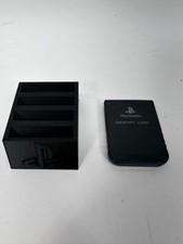 Sony PlayStation OEM Official 1 PS1 Memory Card SCPH-1020 BLACK W/Holder Stand