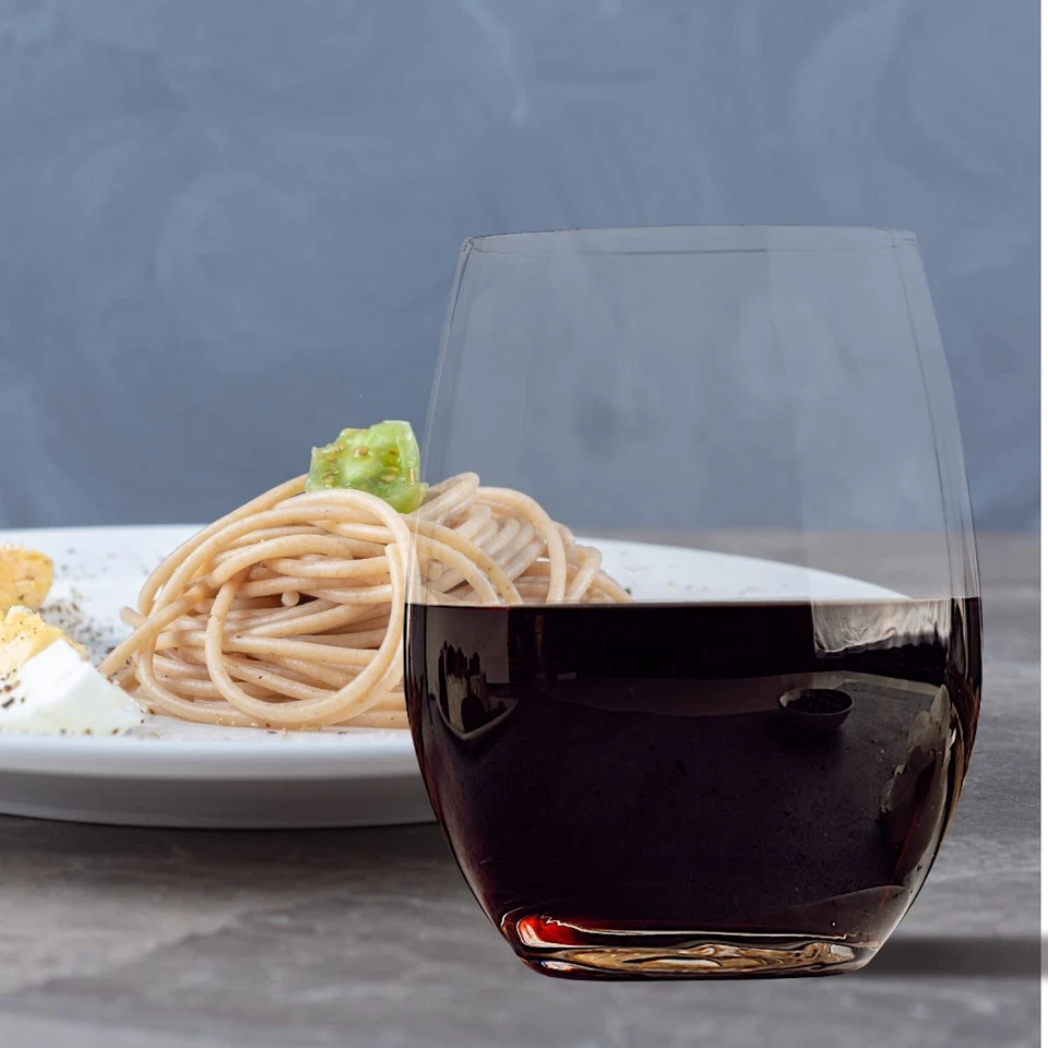Juego de 4 copas de vino sin tallo de cristal Season STORY de 15 oz, copas de vino tinto Foto 4 de 4