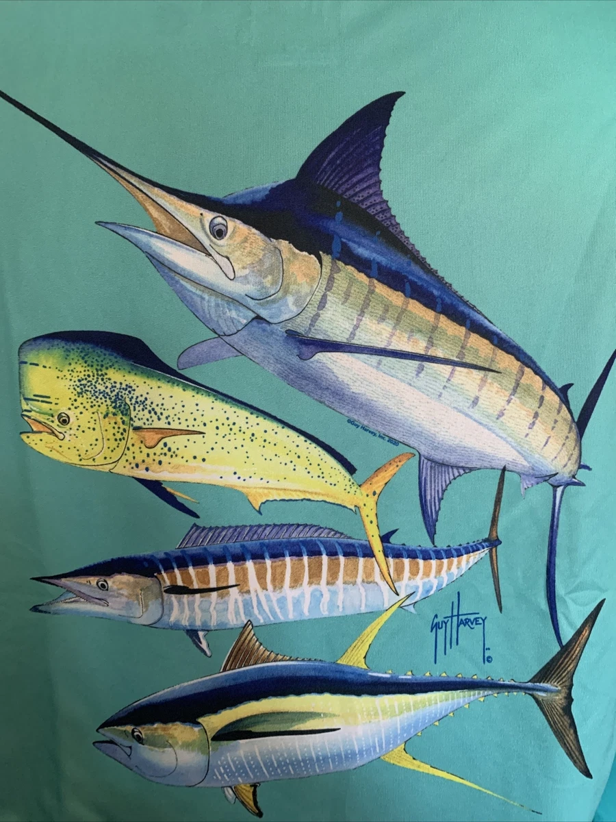 Guy Harvey Mens Sailfish Long Sleeve Performance Tuna Fish Lite Size Large  Cool | eBay
