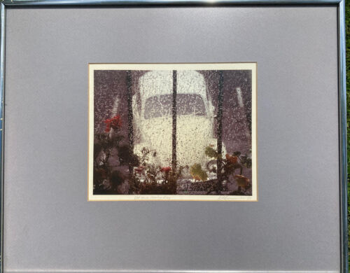 Framed Mid-Century  Volkswagen PhotographicArt 1971 “VW On A Rainy Day” Signed - Picture 1 of 5