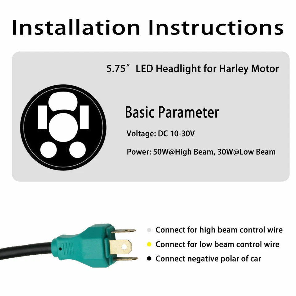 4Pcs 5.75" inch Round LED Headlights DRL High-Low Beam for Jaguar XJ6 XJS XJ12 - Image 3 of 4