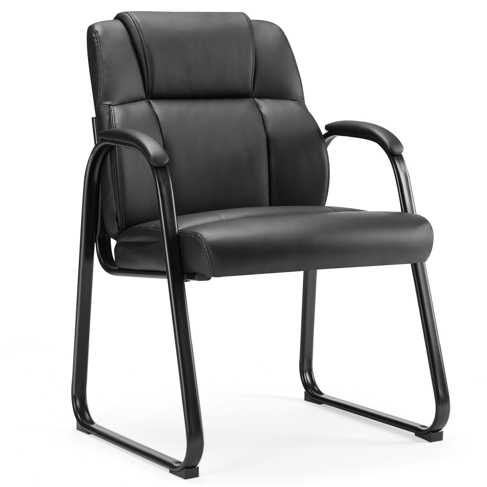 S For Reception/office With Padded Arms, Pu Leather, No Wheels