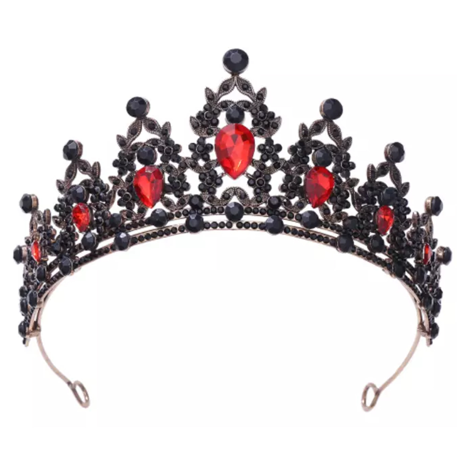 Negro Rojo Cristal Bruja Halloween Reina Fiesta Pelo Diadema Corona Tiara
