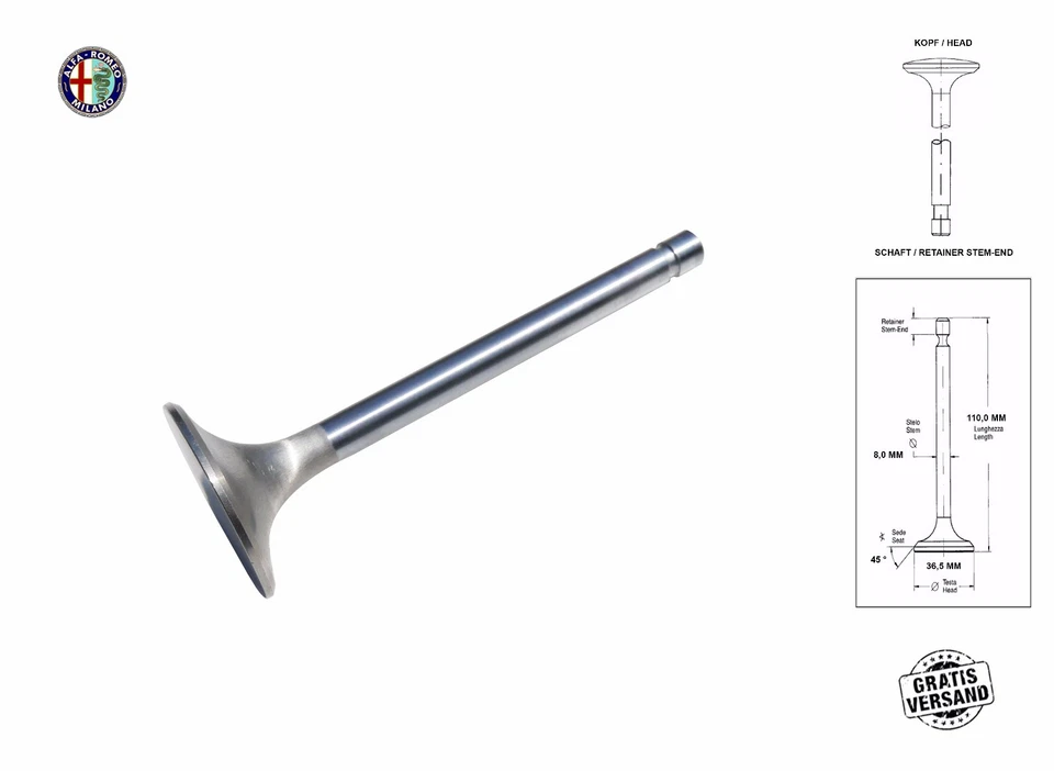 6x Auslaßventil + 6x Einlaßventil Ferrari 246 Gt Gts Ivam 36,5 Mm Valve 1969-74 - Imagem 2 de 4