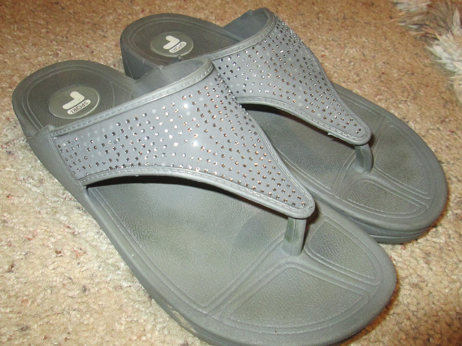 FILA SPORT DONNA 10 sandali infradito plateau grigi con strass bling