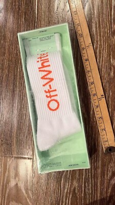 New In Box Off-White Socks, One Size Fit All, Whit And Orange Color, Unisex