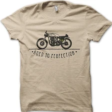 VINTAGE BIKER Aged To Perfection Motorcycle Classic Biker Cafe Racer TShirt 6002