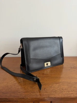 1960s Vintage Black Leather Shoulder Bag - Image 1 of 4