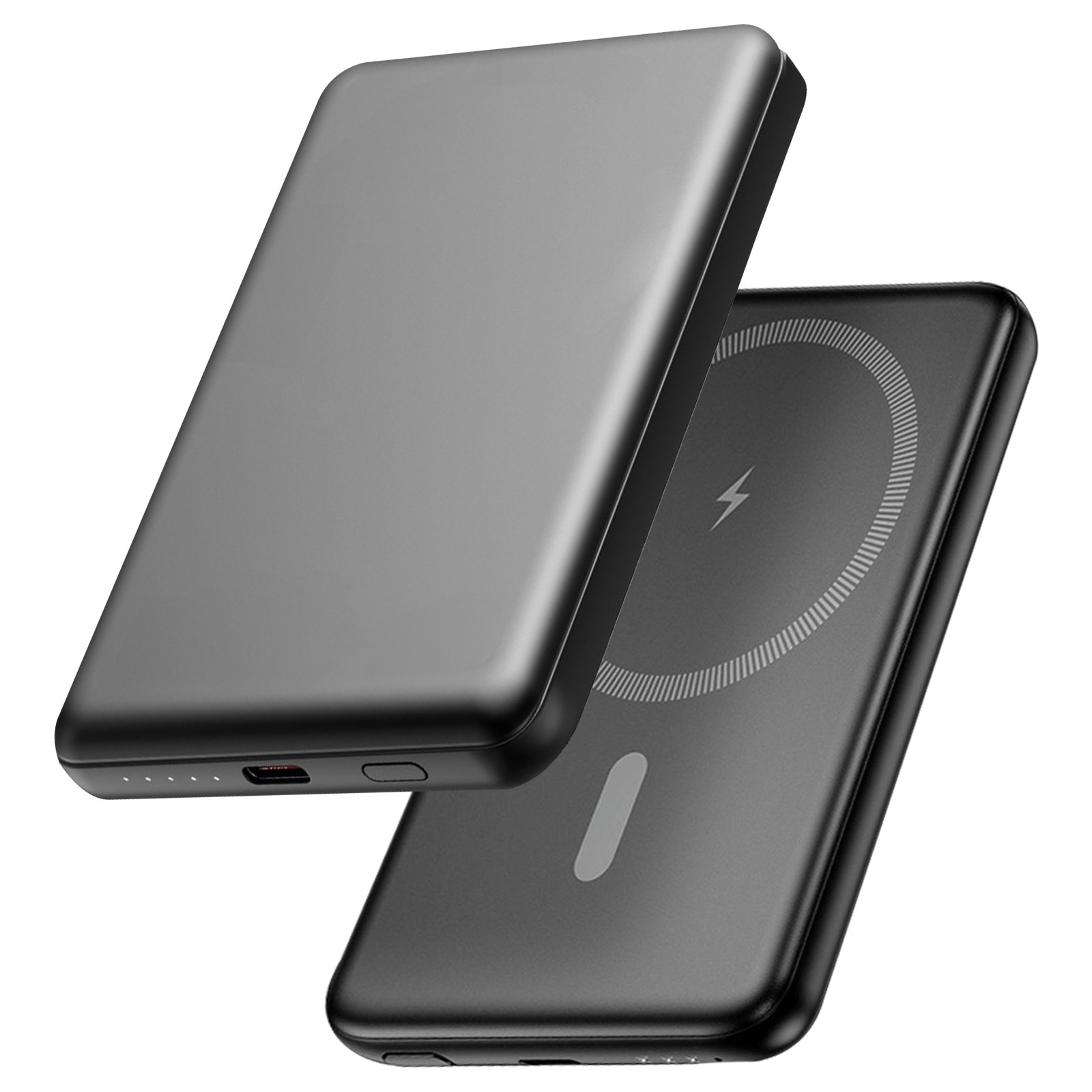 Batterie externe 5000 mAh Akashi 15W en aluminium recyclé gris foncé