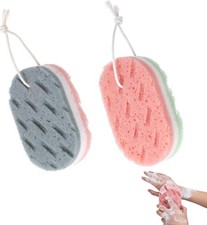 2 Pcs Soft Large Bath Sponges, 3 Layer Exfoliating Body Loofah Sponge for Shower
