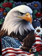 Eagle 5D Diamond Painting Kits 12x16 Inch Round Full Drill USA Flag