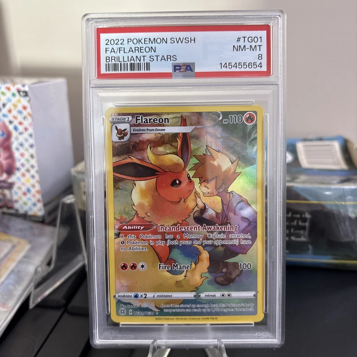 pokemon tcg brilliant stars tg01 tg30 flareon card (TG01/TG30) [Sword & Shield: Stars] this graded card is the perfect way to showcase your collection. Flareon TG01/TG30 PSA Slab Extended