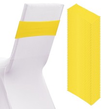 50 Pcs Spandex Chair Sashes Bows with Slider Buckle, Lemon Yellow