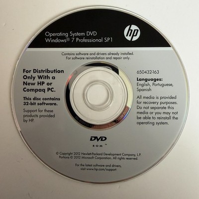 HP Operating System DVD Windows 7 Professional SP1 64-bit 650432-163