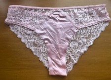 Lace Silky Smooth Knickers Panties Brazilian Nylon/Spandex Stretchy Pink XL